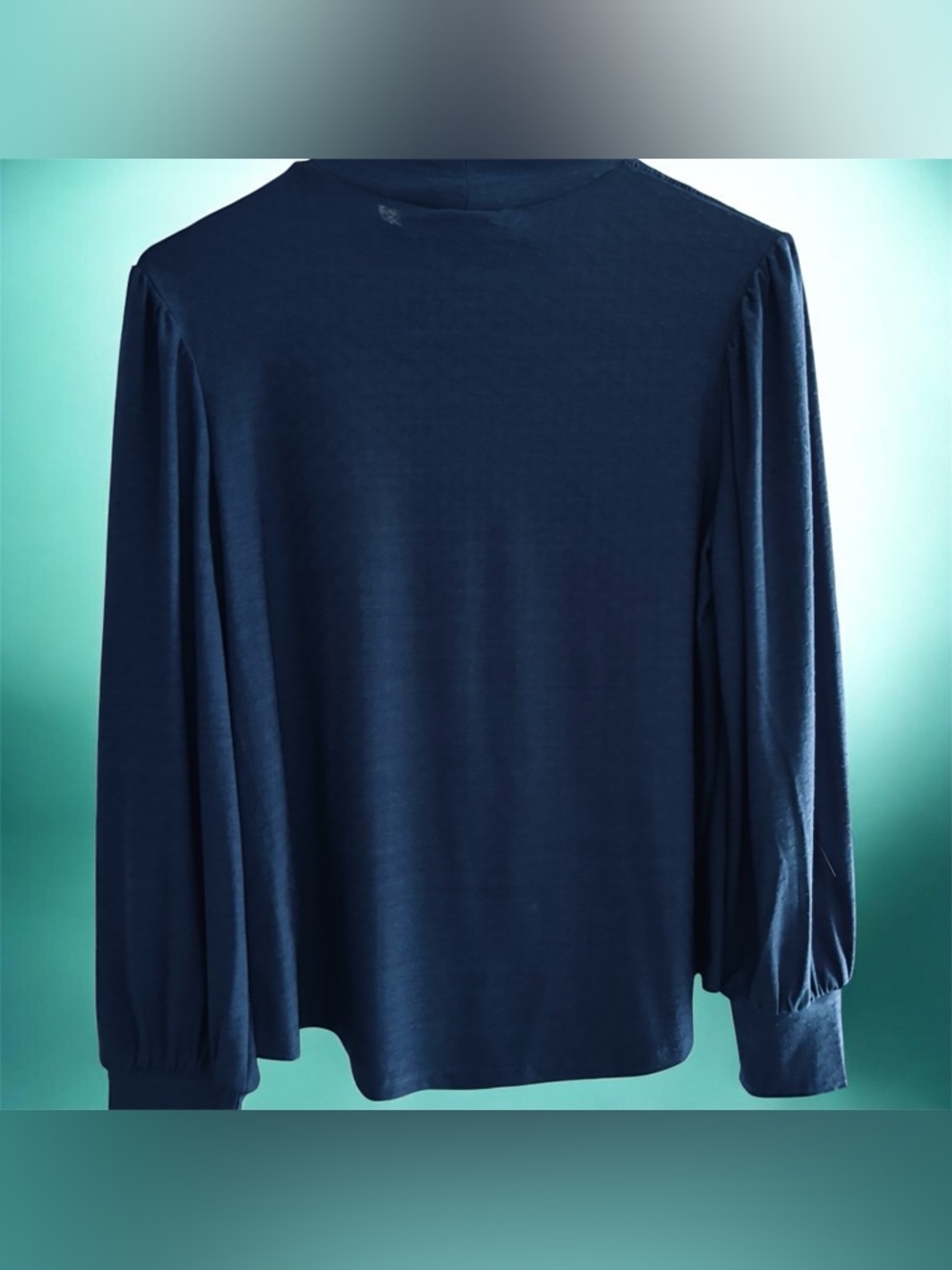 Rio & Rian Navy Keyhole Mock Neck Blouse - Picture 2 of 5